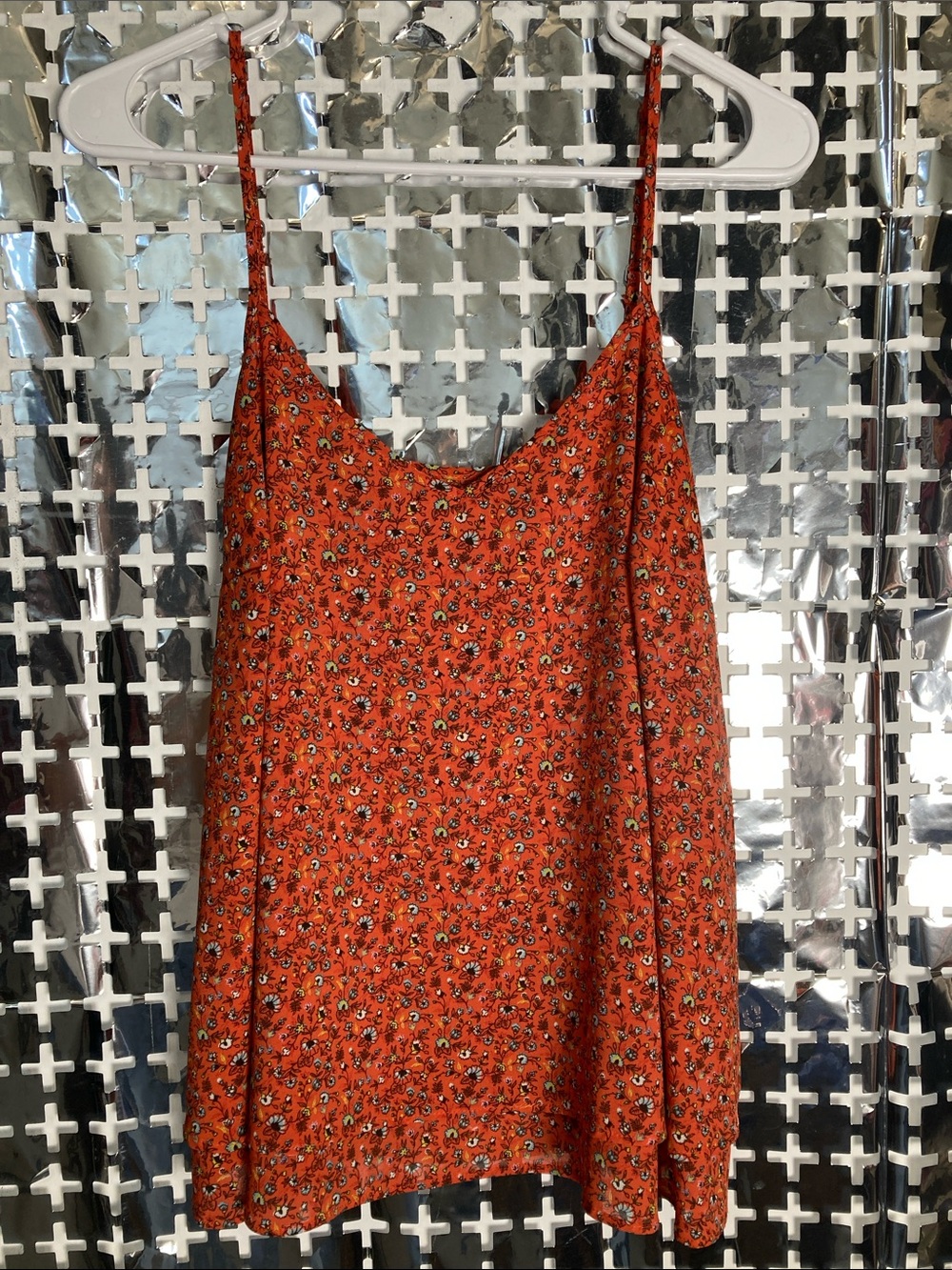 Abercrombie & Fitch Orange Floral Spaghetti-Strap Cami